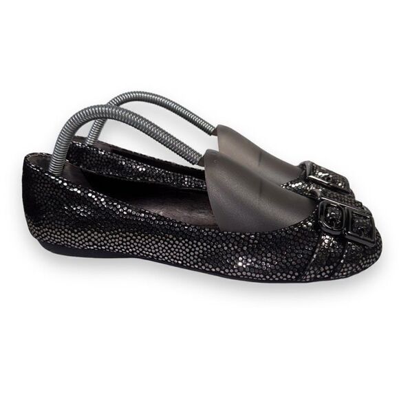 Calvin Klein Lilian Pebbled Black Metallic Flats Women's 8.5W - Picture 4 of 12